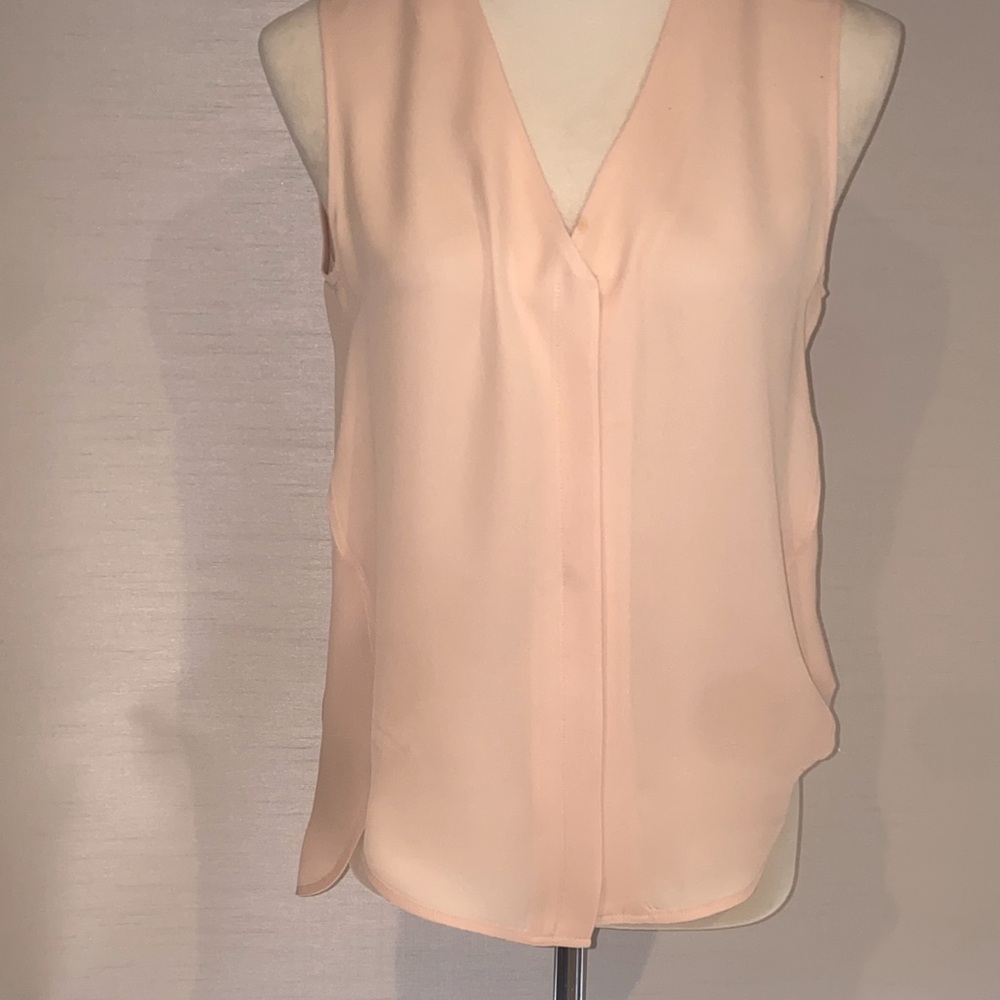 Theory V-Neck Blouse in Soft Peach